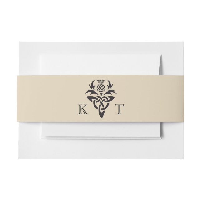Bandeau De Faire-part Initiales de chardon celtique - Noir & Blanc (Devant Example)