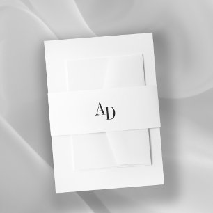Bandeau De Faire-part Initiales de monogramme élégant mariage noir et bl