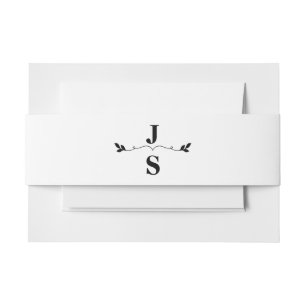 Bandeau De Faire-part Initiales de monogramme élégant noir et blanc pour