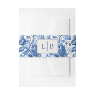 Bandeau De Faire-part Initiales Florales Bleues Sophistiquées