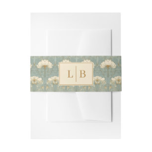 Bandeau De Faire-part Initiales Florales Élégantes Sarcelle