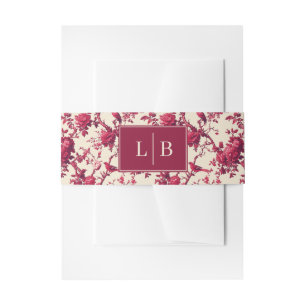 Bandeau De Faire-part Initiales Florales Rouges Sophistiquées
