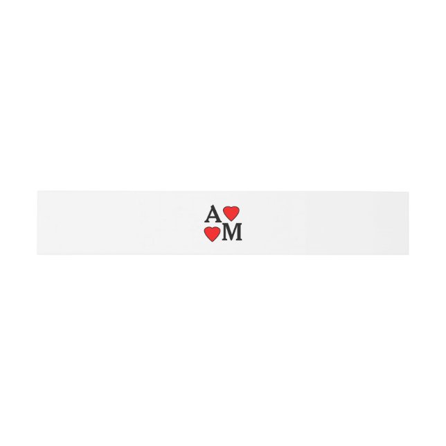 Bandeau De Faire-part Initiales mariages Red Hearts Belly Band (Plat)