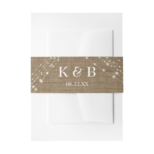 Bandeau De Faire-part Initiales Monogrammes Date avec Burlap & Lumineuse (Devant example)