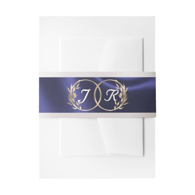 Bandeau De Faire-part Initiales Monogrammes Mariage de ruban bleu (Devant example)
