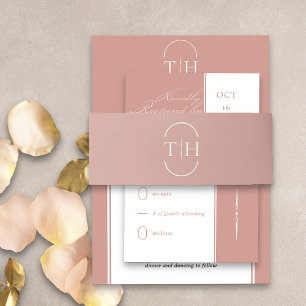Bandeau De Faire-part Initiales monogrammes Rose Mariage or