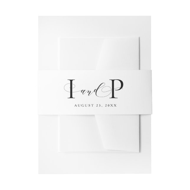 Bandeau De Faire-part Initiales officielles mariage noir et blanc (Devant example)