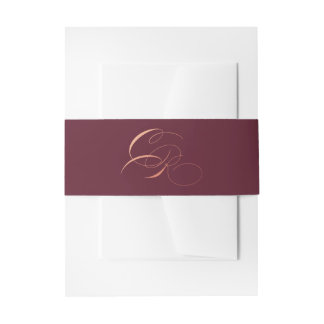 Bandeau De Faire-part Initiales roses d'or de bande de ventre de Marsala
