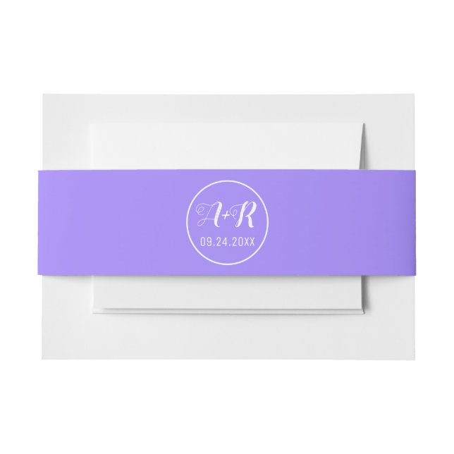 Bandeau De Faire-part Initiales simples et élégantes bleu violet mariage (Devant Example)