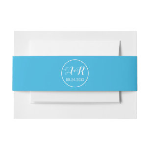 Bandeau De Faire-part Initiales simples et élégantes mariage bleu