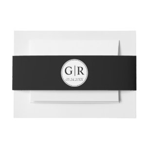 Bandeau De Faire-part Initiales simples et élégantes mariage noir
