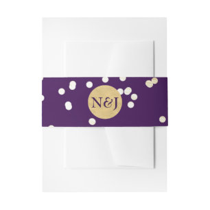 Bandeau De Faire-part Invitation avec points de confettis brillants viol