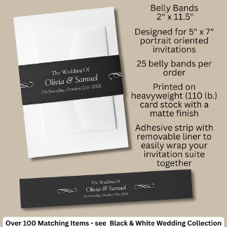 Bandeau De Faire-part Invitation Bande Ventrale - Noir Blanc Infini