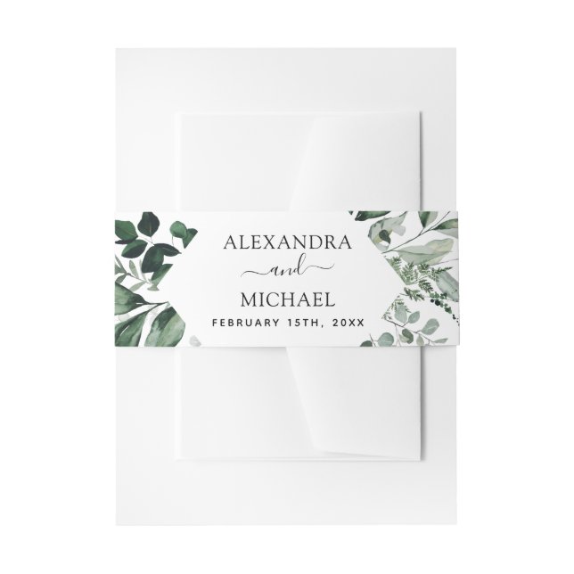 Bandeau De Faire-part Invitation de mariage à l'aquarelle de verdure bot (Devant example)