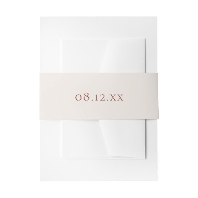 Bandeau De Faire-part Invitation Mariage Date Cream Simple et Terracotta (Devant example)
