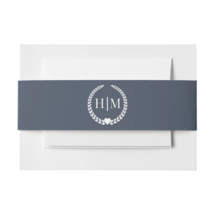 Bandeau De Faire-part Invitation simple monogramme bleu marine ardoise