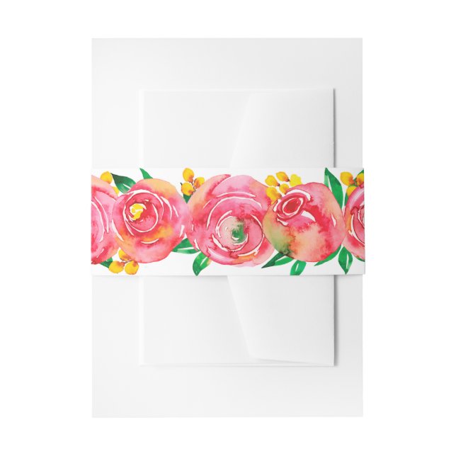 Bandeau De Faire-part Invitation ventre élégante aquarelle fleurs roses  (Devant example)