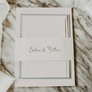 Bandeau De Faire-part Ivoire doux et Whimsical et Vert Sage MARIAGE