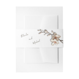 Bandeau De Faire-part Ivory 3D Fleurs de Magnolia | Mariage