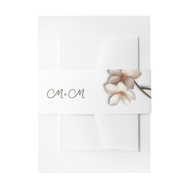 Bandeau De Faire-part Ivory White 3D Magnolia Wedding  (Devant example)