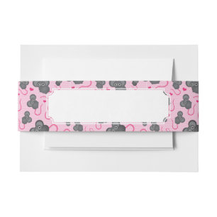 Bandeau De Faire-part J'aime mon motif de souris dans le rose