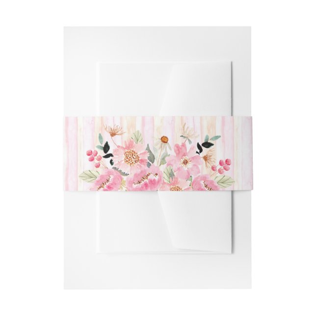 Bandeau De Faire-part Jardin de fleurs à l'aquarelle rayures (Devant example)