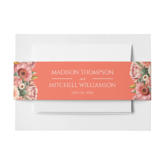 Bandeau De Faire-part Jardin Sunrise rose Orange moderne Mariage Floral