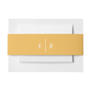 Bandeau De Faire-part Jaune Moutarde Blanc Monogramme Accent Initiale