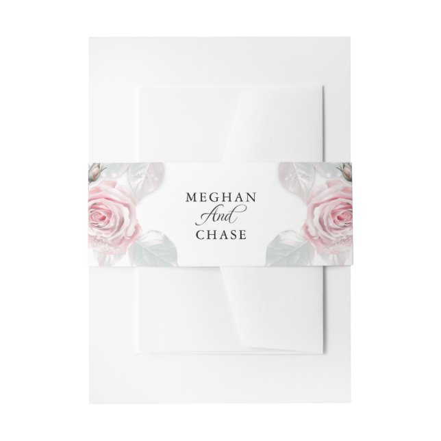 Bandeau De Faire-part Jolie rose Roses BarefootBride™ (Devant example)