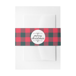 Bandeau De Faire-part Joyeux Noël motif carreaux rouge buffle noir