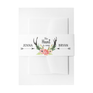 Bandeau De Faire-part La chasse est au-dessus de Rustic Antler Floral Bo