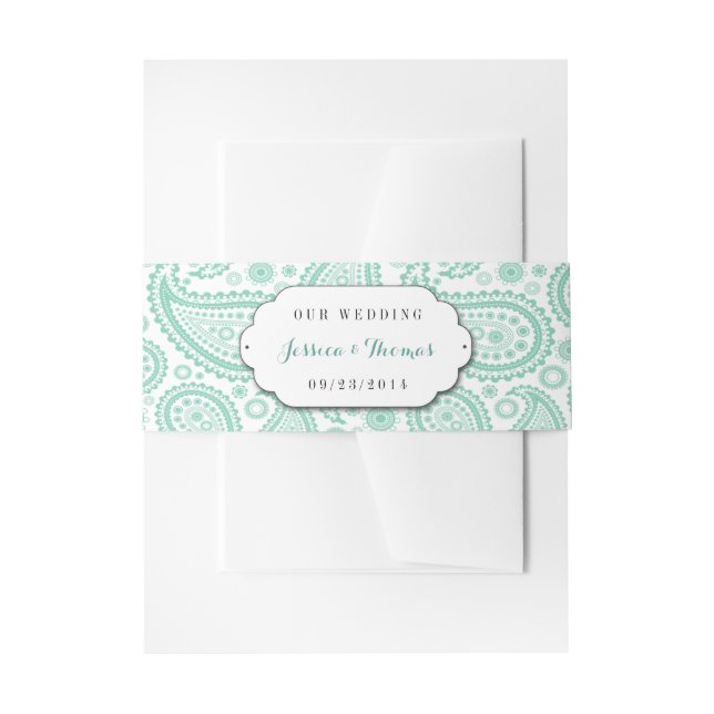Bandeau De Faire-part La collection de mariage moderne de Paisley - Vert (Devant example)