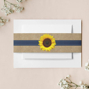 Bandeau De Faire-part La collection Kraft, Lace & Sunflower - Marine