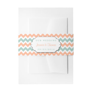 Bandeau De Faire-part La collection moderne de Mariages Chevron Peach &