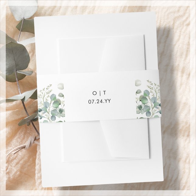 Bandeau De Faire-part La verdure | Mariage de monogramme blanc (Créateur téléchargé)