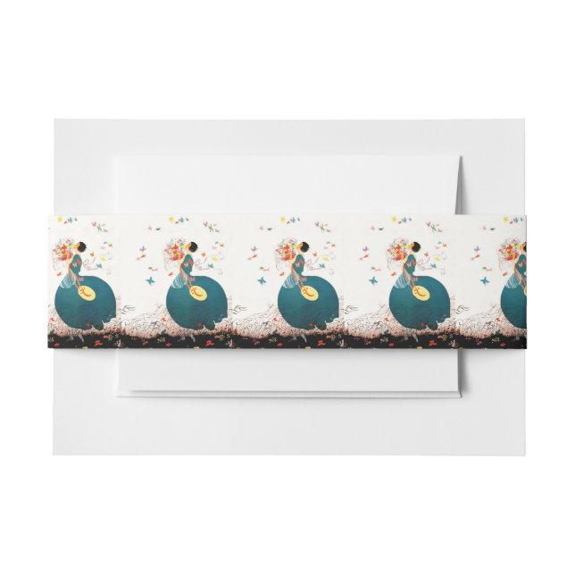 BANDEAU DE FAIRE-PART LADY AVEC BOUQUET FLEURIER ET BOUTTERFLITS (Devant Example)