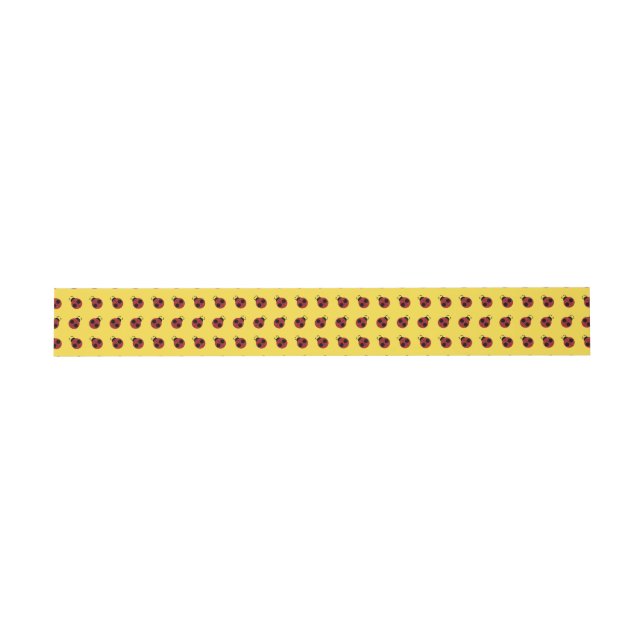 Bandeau De Faire-part Ladybug 60s rétro cool rouge jaune (Plat)
