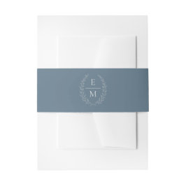 Bandeau De Faire-part Laurel Dusty Blue Monogram Wedding Band