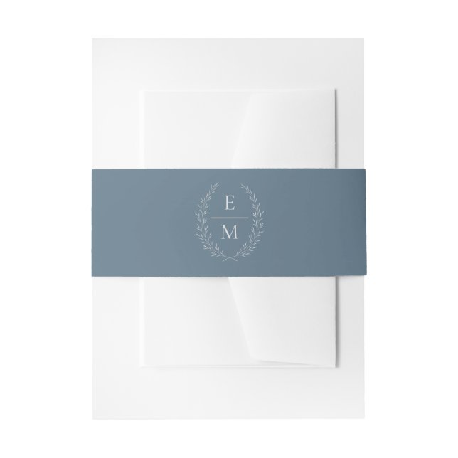 Bandeau De Faire-part Laurel Dusty Blue Monogram Wedding Band (Devant example)