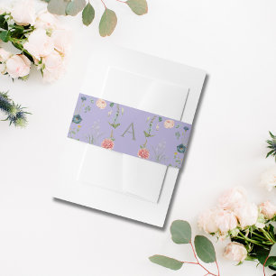 Bandeau De Faire-part Lavande et Sage Green Monogramme Jardin Mariage
