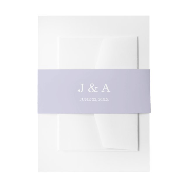 Bandeau De Faire-part Lavande solide violet pastel Monogram Mariage (Devant example)