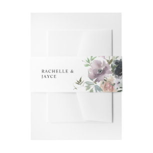 Bandeau De Faire-part Lavande Violet, Bleu Nuit, Rose Foncé Floral 3