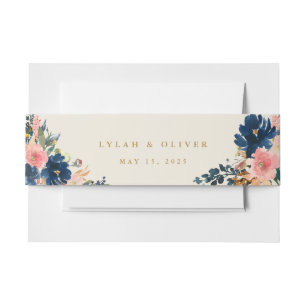 Bandeau De Faire-part L'élégance sauvage Navy Blush & Gold Mariage
