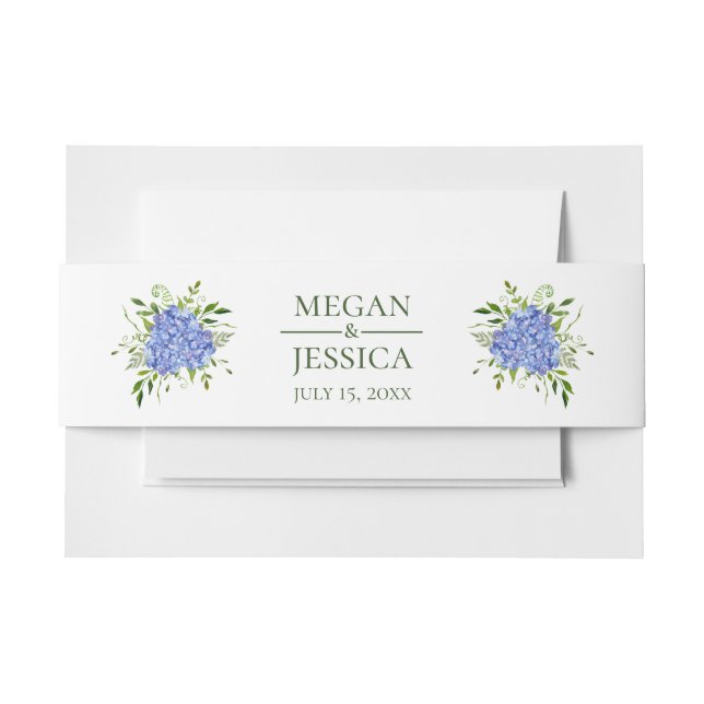 Bandeau De Faire-part LGBTQ Blue Hydrangeas Floral Mariage (Devant Example)