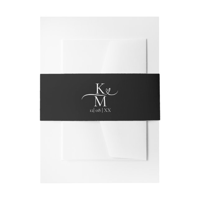 Bandeau De Faire-part Love Calligraphy Initiales Laver White ID940 (Devant example)