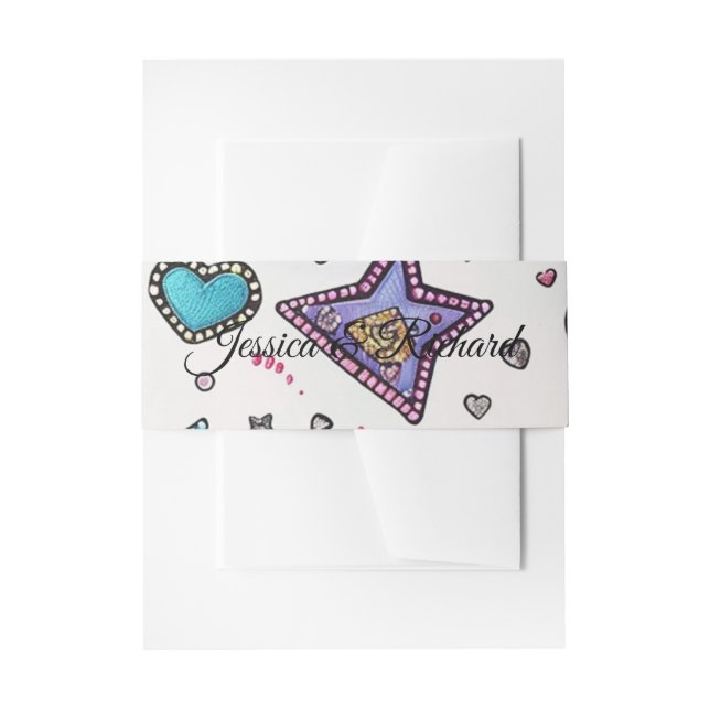 Bandeau De Faire-part Love & Crystal Wedding Invitation Belly Bands  (Devant example)