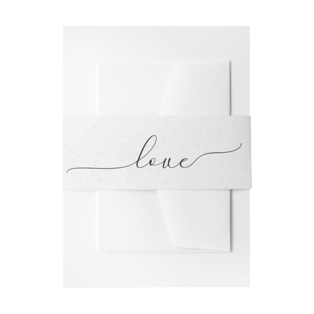 Bandeau De Faire-part Love Script On Embossed White (Devant example)