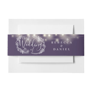 Bandeau De Faire-part Lumières de chaîne violettes modernes Fleurs Maria