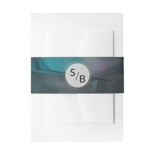 Bandeau De Faire-part Luxe Bijou Tone Lave-encre en marbre avec Monogram