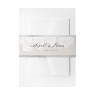 Bandeau De Faire-part Luxe rose argent neutre vintage mariage botanique